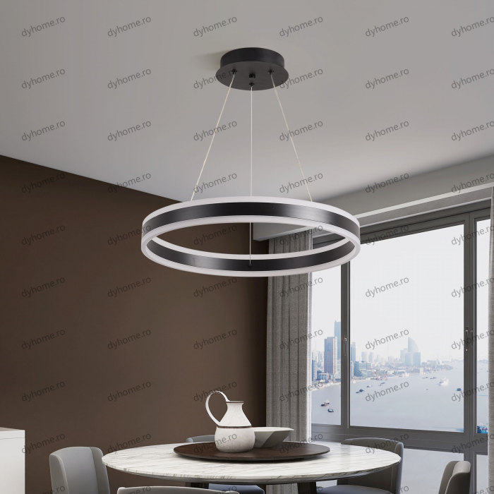 Lustra LED circular design negru cu telecomanda, dimabila, 124W [1]