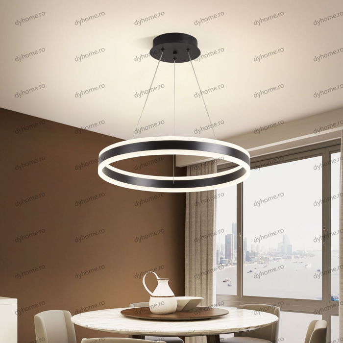 Lustra LED circular design negru cu telecomanda, dimabila, 124W [3]