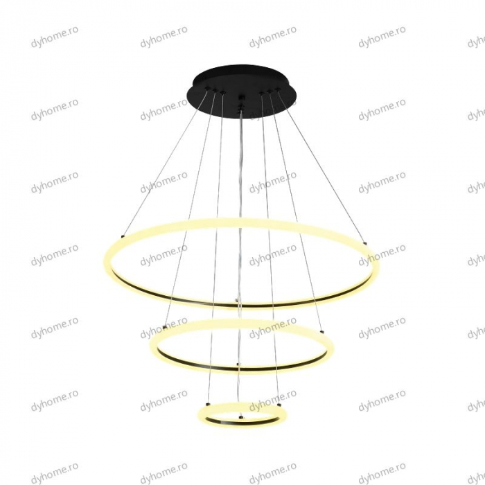 Lustra LED circular design negru cu telecomanda, dimabila, 138W [3]