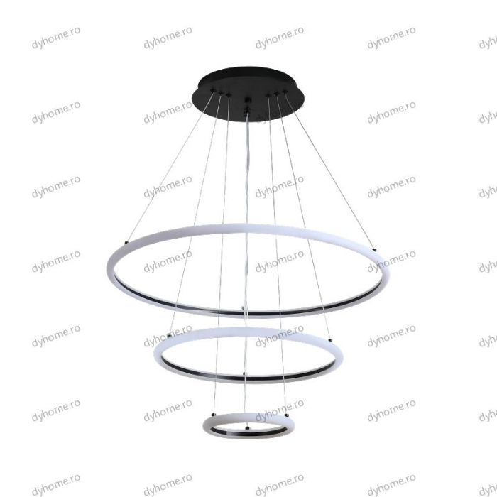 Lustra LED circular design negru cu telecomanda, dimabila, 138W [2]