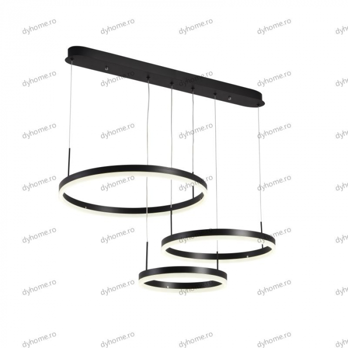 Lustra LED circular design negru cu telecomanda, dimabila, 150W [4]