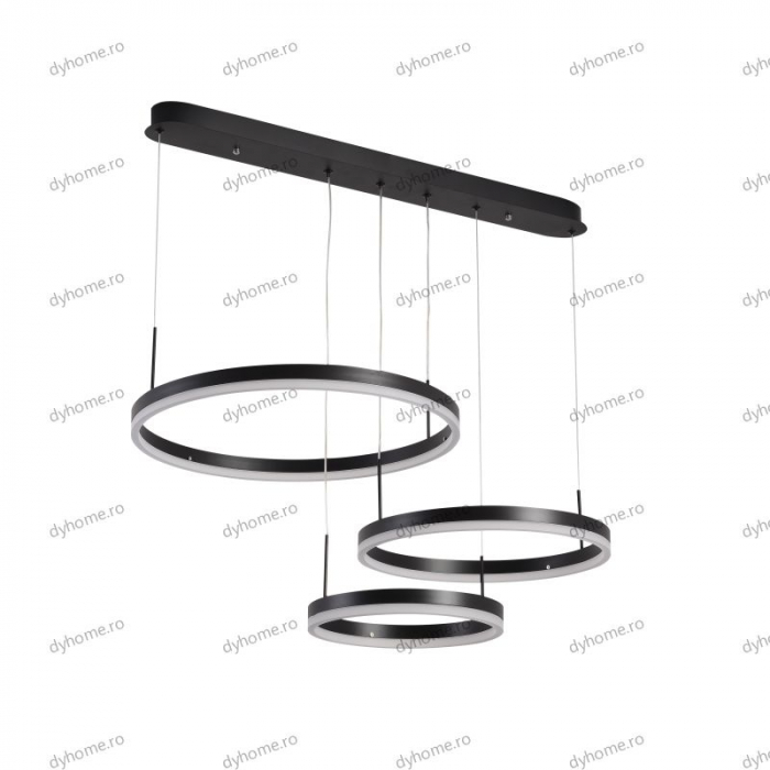Lustra LED circular design negru cu telecomanda, dimabila, 150W [2]