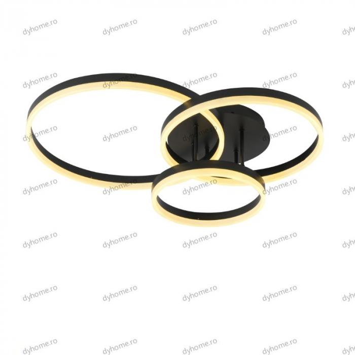 Lustra LED circular design negru cu telecomanda, dimabila, 154W [3]