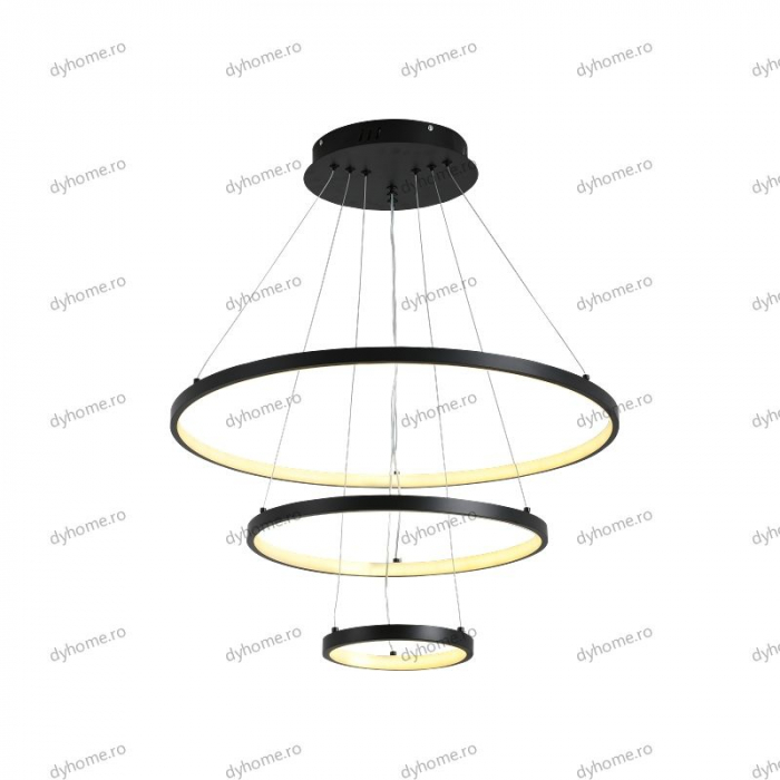 Lustra LED circular design negru cu telecomanda, dimabila, 154W [3]