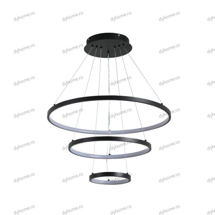 Lustra LED circular design negru cu telecomanda, dimabila, 154W [2]