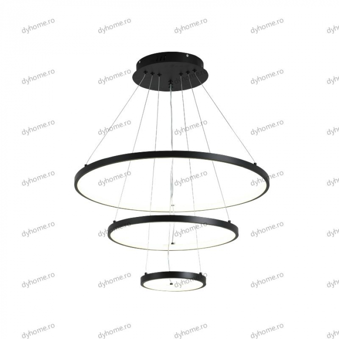 Lustra LED circular design negru cu telecomanda, dimabila, 154W [4]