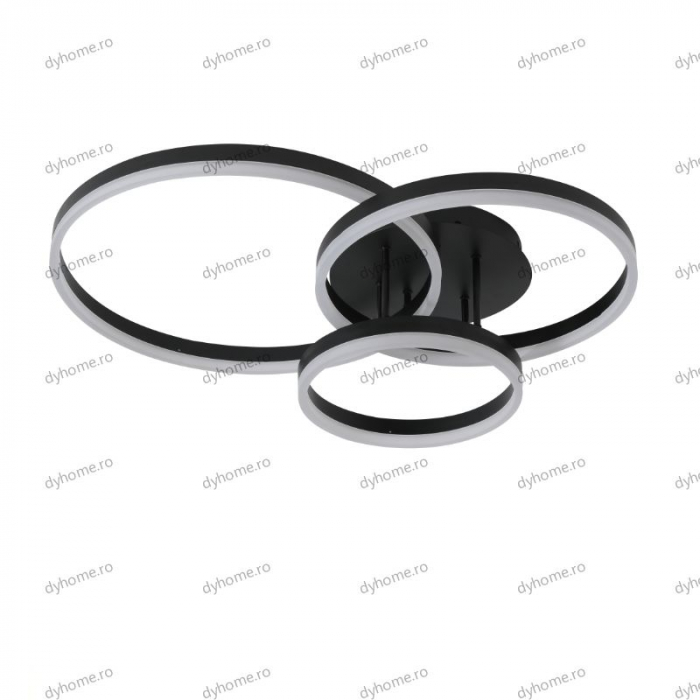 Lustra LED circular design negru cu telecomanda, dimabila, 154W [2]