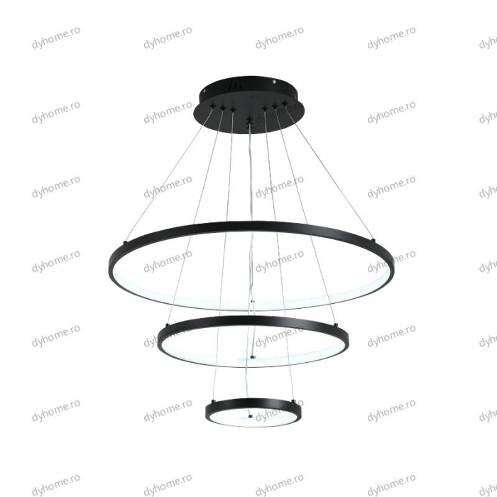 Lustra LED circular design negru cu telecomanda, dimabila, 154W [5]