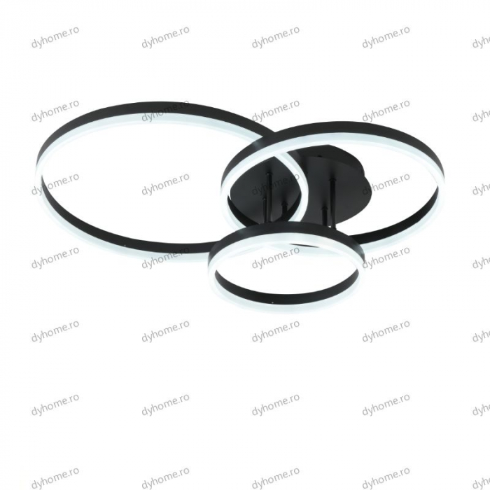 Lustra LED circular design negru cu telecomanda, dimabila, 154W [5]