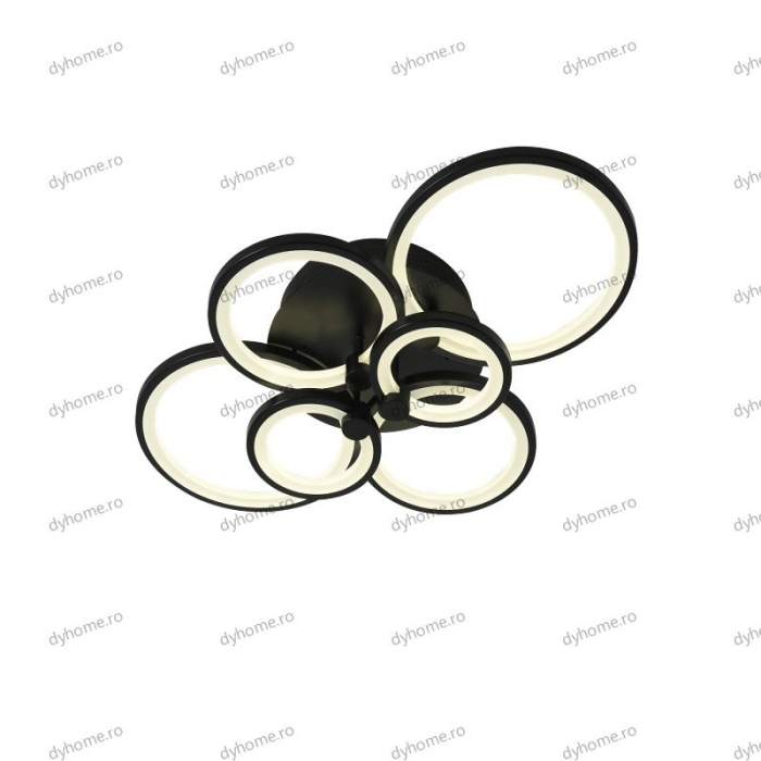 Lustra LED circular design negru cu telecomanda, dimabila, 196W [4]