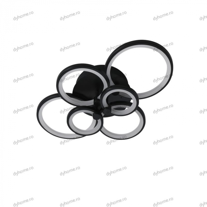 Lustra LED circular design negru cu telecomanda, dimabila, 196W [2]