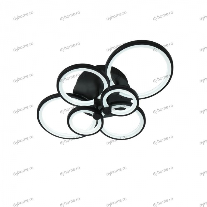 Lustra LED circular design negru cu telecomanda, dimabila, 196W [5]