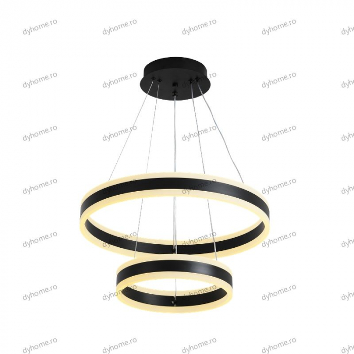 Lustra LED circular design negru cu telecomanda, dimabila, 204W [3]