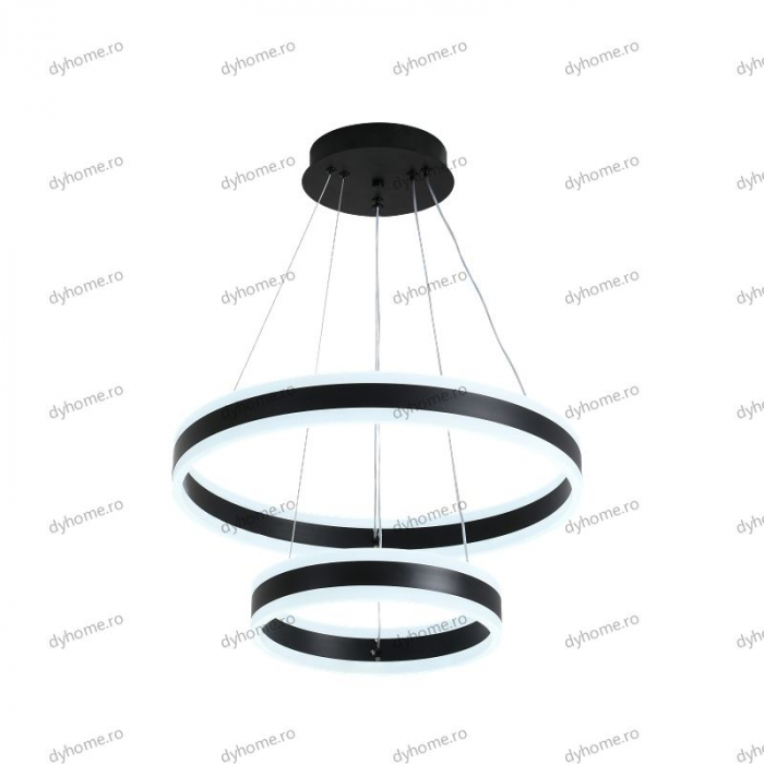 Lustra LED circular design negru cu telecomanda, dimabila, 204W [5]