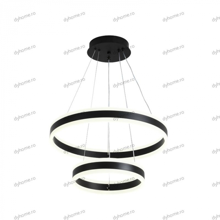 Lustra LED circular design negru cu telecomanda, dimabila, 204W [4]