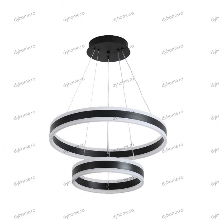 Lustra LED circular design negru cu telecomanda, dimabila, 204W [2]