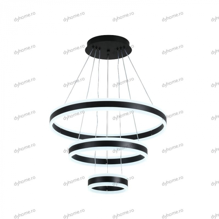 Lustra LED circular design negru cu telecomanda, dimabila, 328W [5]
