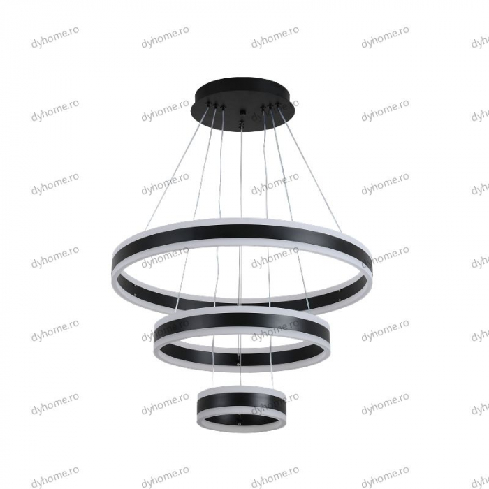 Lustra LED circular design negru cu telecomanda, dimabila, 328W [2]
