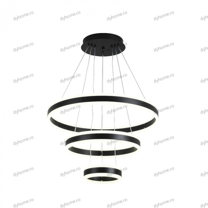 Lustra LED circular design negru cu telecomanda, dimabila, 328W [4]