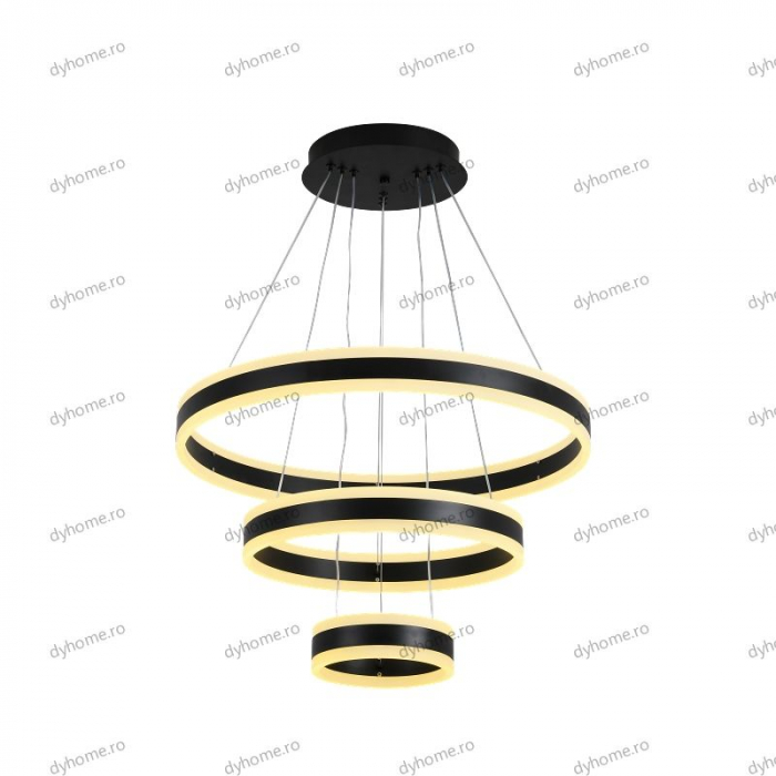 Lustra LED circular design negru cu telecomanda, dimabila, 328W [3]