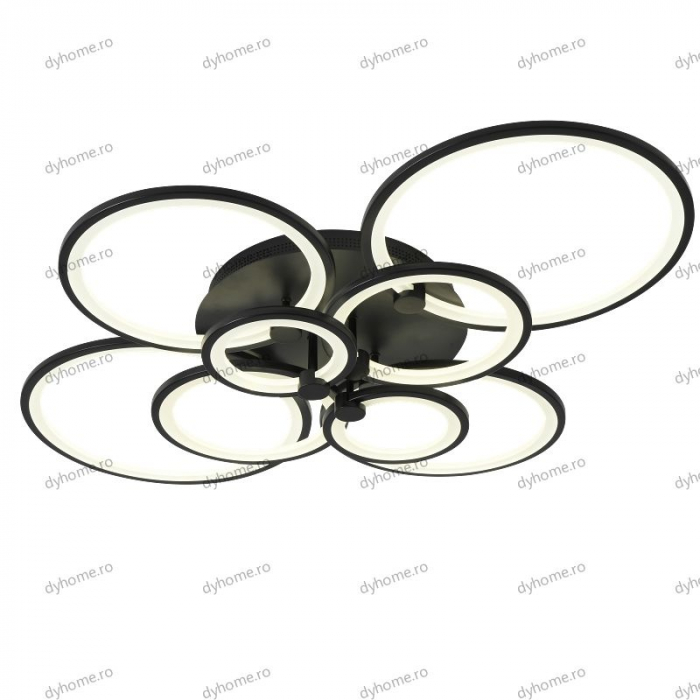 Lustra LED circular design negru cu telecomanda, dimabila, 296W [4]
