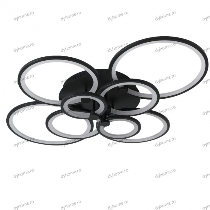Lustra LED circular design negru cu telecomanda, dimabila, 296W [2]