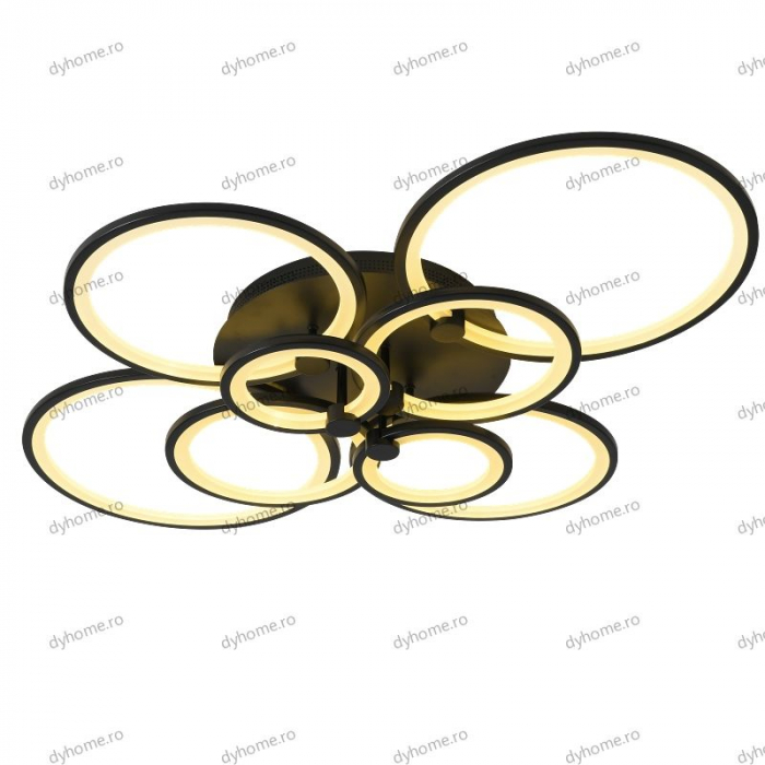 Lustra LED circular design negru cu telecomanda, dimabila, 296W [3]