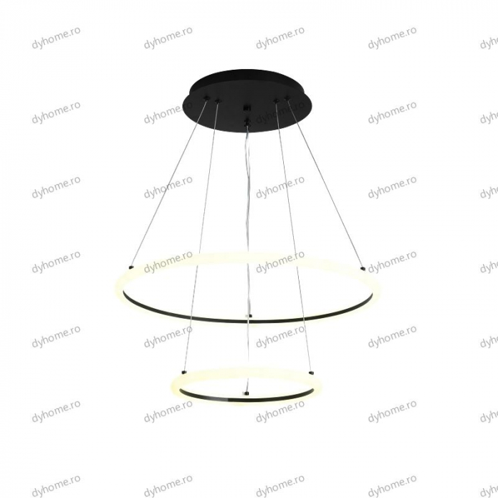 Lustra LED circular design negru cu telecomanda, dimabila, 92W [3]