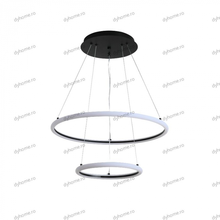 Lustra LED circular design negru cu telecomanda, dimabila, 92W [2]
