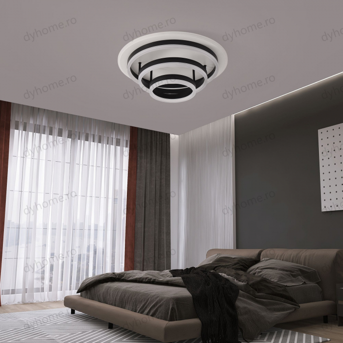 Lustra LED circular design Negru cu telecomanda, dimabila, Diametru 480 mm, 168W [4]