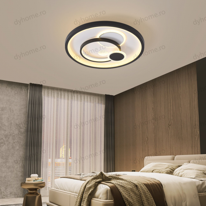 Lustra LED circular design Negru si Alb cu telecomanda, dimabila, 128W [2]