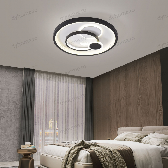 Lustra LED circular design Negru si Alb cu telecomanda, dimabila, 128W [3]