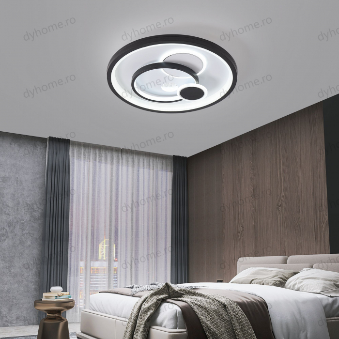 Lustra LED circular design Negru si Alb cu telecomanda, dimabila, 128W [1]