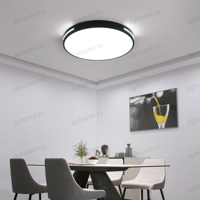 Lustra LED circular design Negru si Alb cu telecomanda, dimabila, Diametru 500 mm, 120W [1]