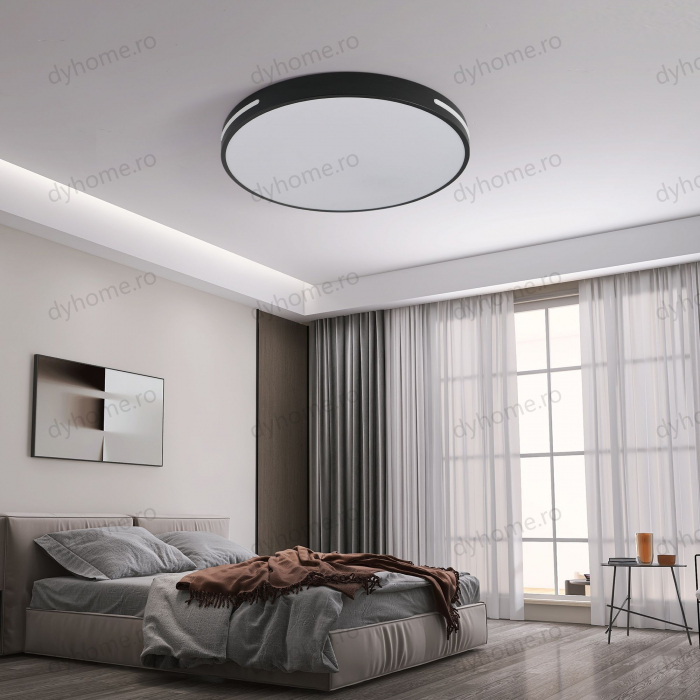 Lustra LED circular design Negru si Alb cu telecomanda, dimabila, Diametru 500 mm, 120W [4]