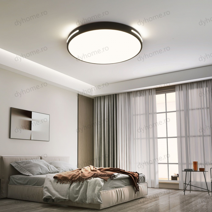 Lustra LED circular design Negru si Alb cu telecomanda, dimabila, Diametru 500 mm, 120W [2]