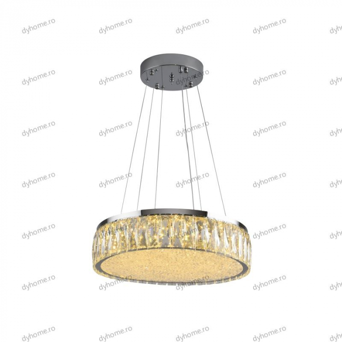 Lustra LED cristal circular design, 500mm, telecomanda, dimabila, 216W [3]