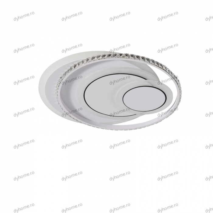 Lustra LED cristal circular design alb cu telecomanda, dimabila, 180W [2]