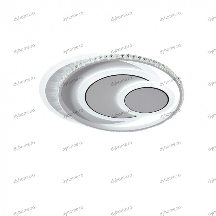 Lustra LED cristal circular design alb cu telecomanda, dimabila, 180W [5]