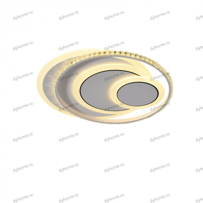 Lustra LED cristal circular design alb cu telecomanda, dimabila, 180W [3]