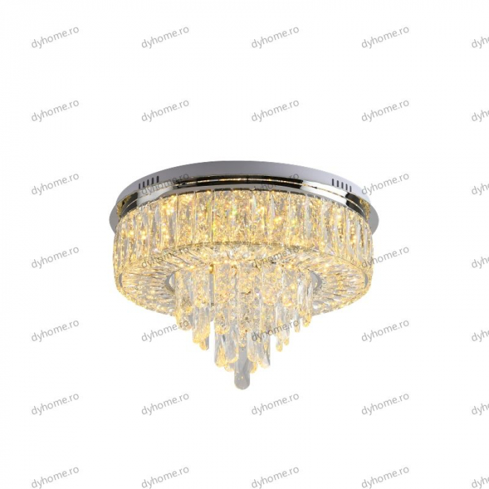 Lustra LED cristal circular design cu telecomanda, dimabila, 100W [4]