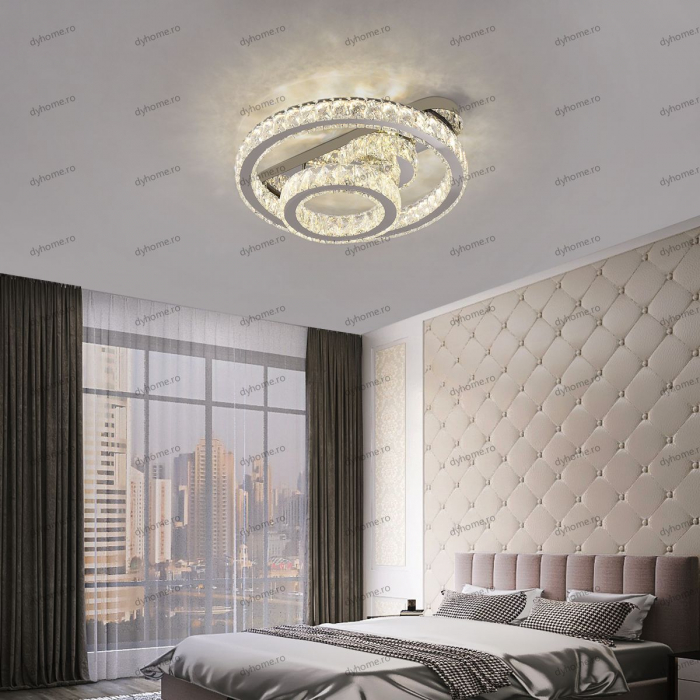 Lustra LED cristal circular design cu telecomanda, dimabila, 100W [1]