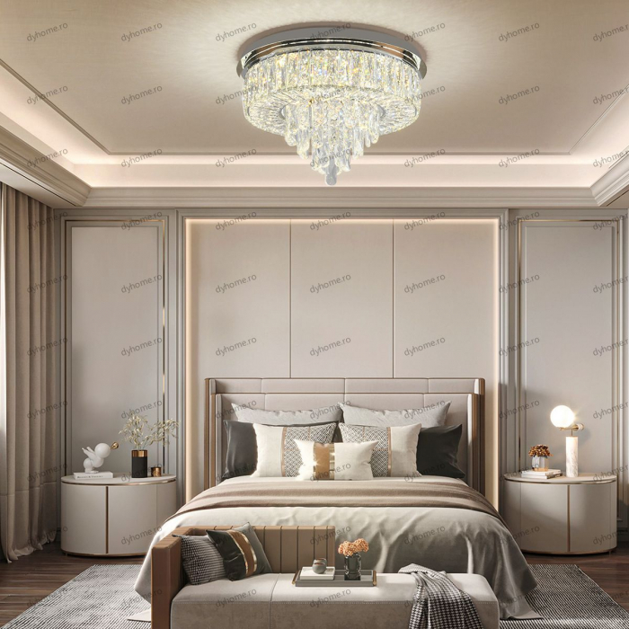 Lustra LED cristal circular design cu telecomanda, dimabila, 100W [1]