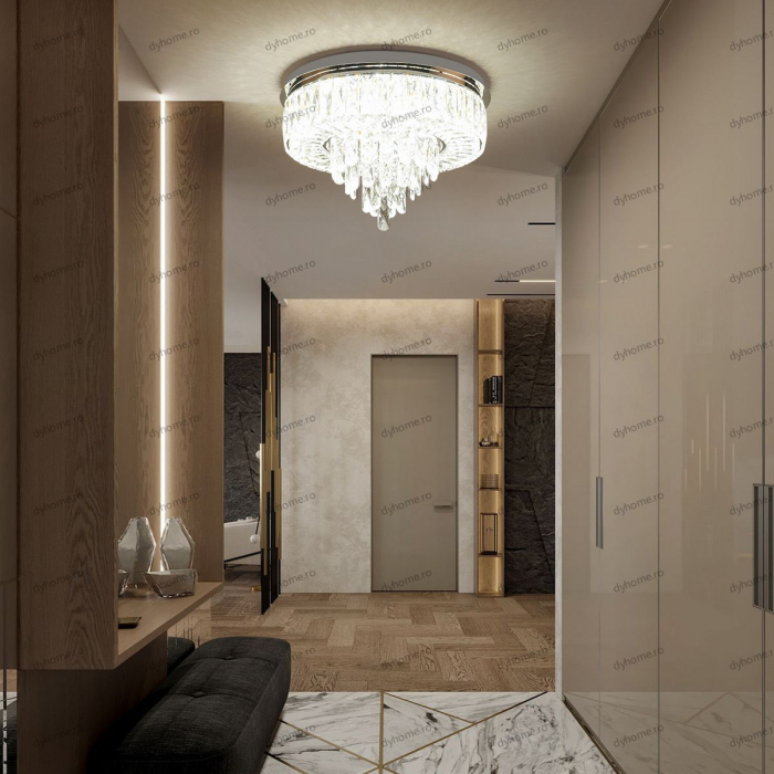 Lustra LED cristal circular design cu telecomanda, dimabila, 100W [2]