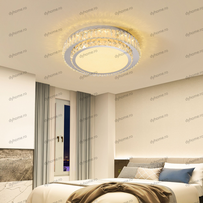 Lustra LED cristal circular design cu telecomanda, dimabila, 120W [2]