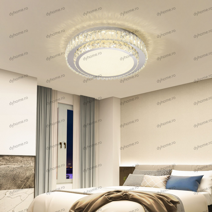 Lustra LED cristal circular design cu telecomanda, dimabila, 120W [3]
