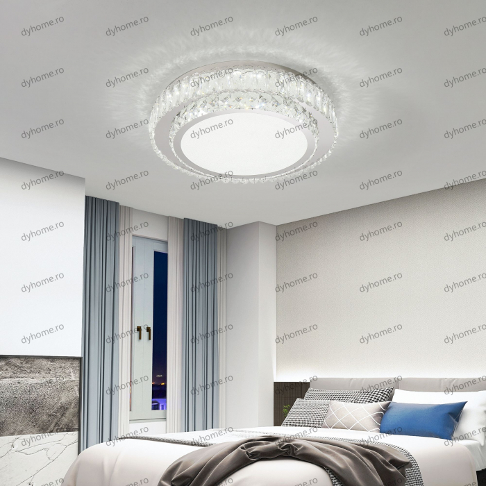 Lustra LED cristal circular design cu telecomanda, dimabila, 120W [4]
