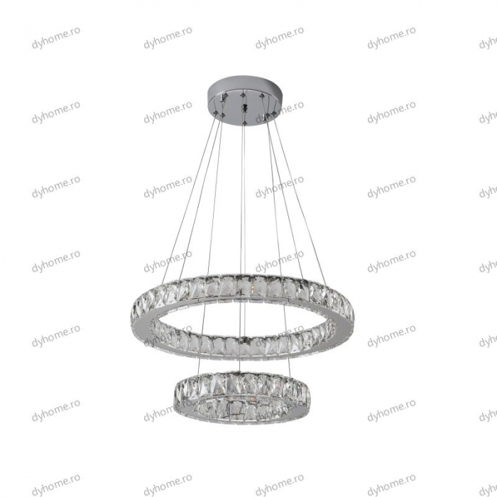 Lustra LED cristale circular design cu telecomanda, dimabila, 128W [2]