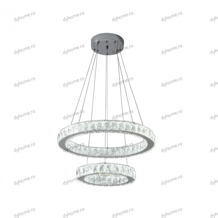 Lustra LED cristale circular design cu telecomanda, dimabila, 128W [5]