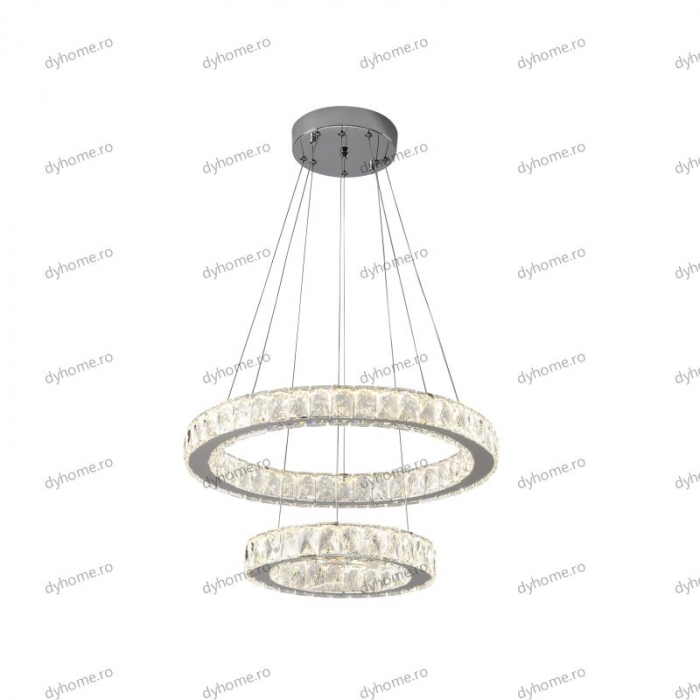 Lustra LED cristale circular design cu telecomanda, dimabila, 128W [4]